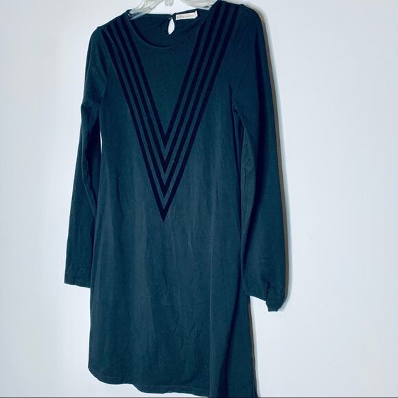 Carbon Soldier girls black jersey dress with velvet detail size 14 - Picture 5 of 6